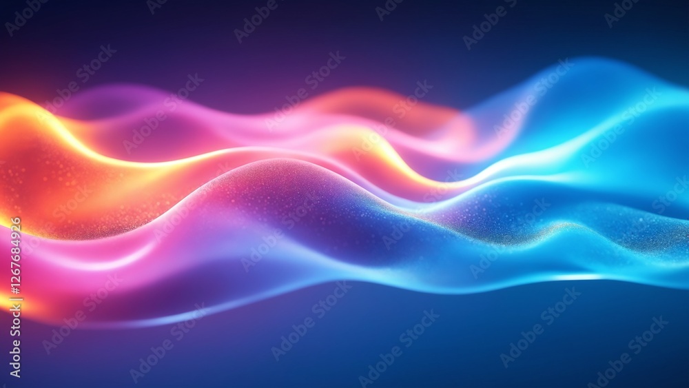 Poster Smooth, colorful light waves flowing seamlessly across the screen. The vibrant gradients and luminous glow create a dynamic and captivating visual