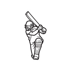 Cricket playing batter - batsman illustration