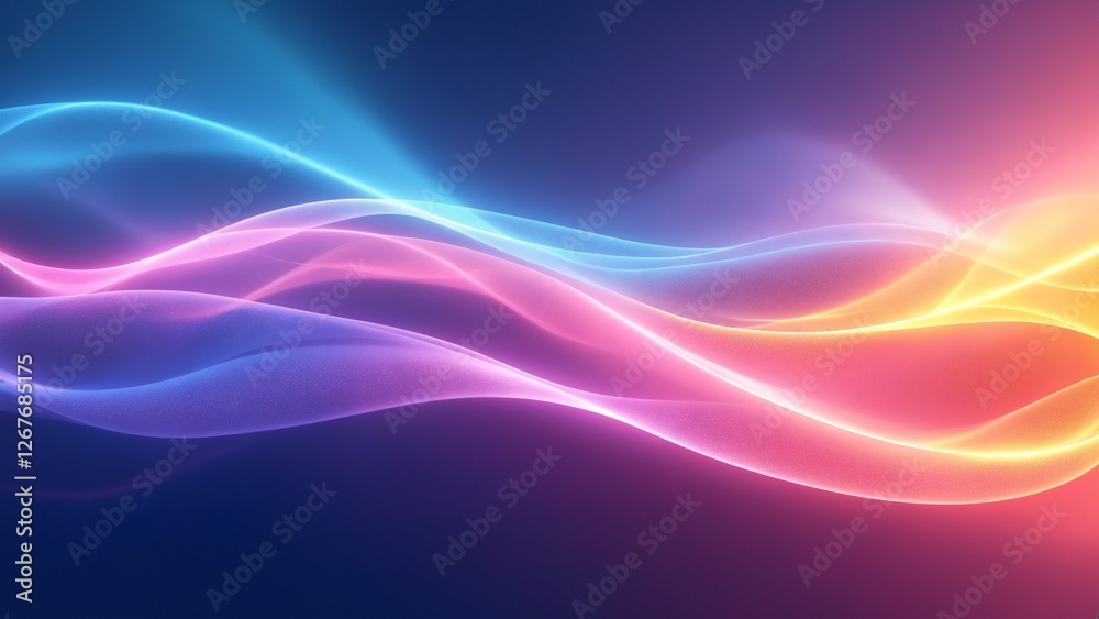 Poster Smooth, colorful light waves flowing seamlessly across the screen. The vibrant gradients and luminous glow create a dynamic and captivating visual