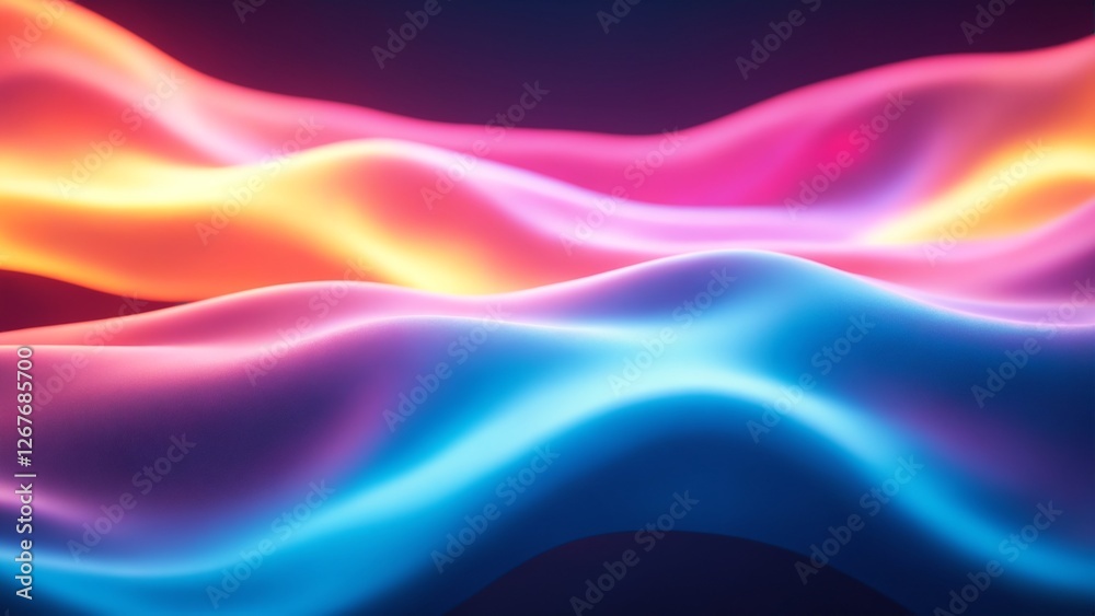 Poster Smooth, colorful light waves flowing seamlessly across the screen. The vibrant gradients and luminous glow create a dynamic and captivating visual