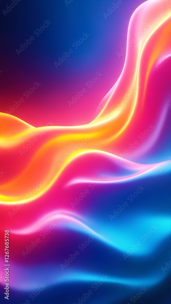 Poster Smooth, colorful light waves flowing seamlessly across the screen. The vibrant gradients and luminous glow create a dynamic and captivating visual
