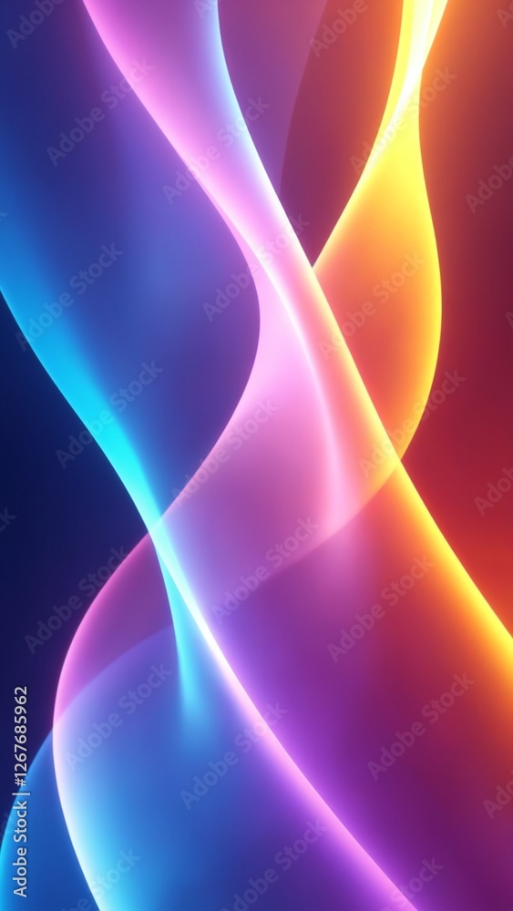 Poster Smooth, colorful light waves flowing seamlessly across the screen. The vibrant gradients and luminous glow create a dynamic and captivating visual