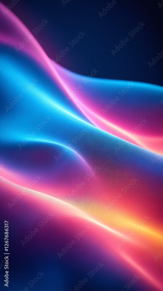 Poster Smooth, colorful light waves flowing seamlessly across the screen. The vibrant gradients and luminous glow create a dynamic and captivating visual