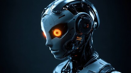 Futuristic Female Robot Portrait AI Cyborg Technology Artificial Intelligence Close up
