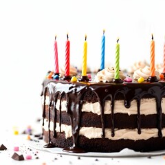 "Delicious Chocolate Birthday Cake with Candles"

