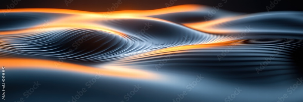 Poster symmetrical waves create an abstract pattern with fluid movement in vibrant tones