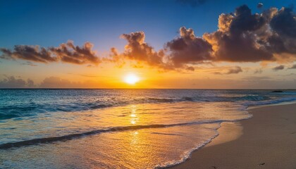 tropical ocean beach and beautiful color sunrise over caribbean sea shore dominican republic 4k video