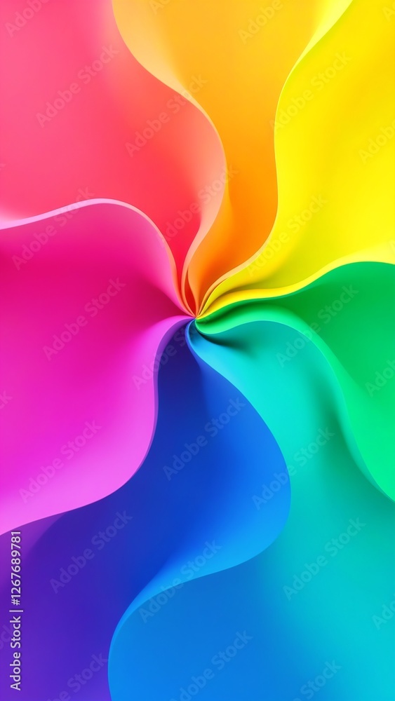 Poster Abstract playful color waves in vibrant hues. The flowing patterns create a dynamic and energetic design