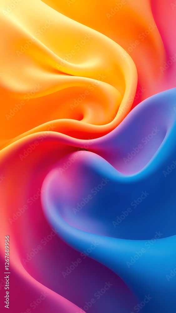 Wall mural Abstract playful color waves in vibrant hues. The flowing patterns create a dynamic and energetic design