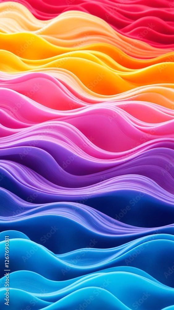 Poster Abstract playful color waves in vibrant hues. The flowing patterns create a dynamic and energetic design