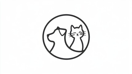 Obraz premium Dog & Cat Simple Icon Pets together in circle. Use for animal shelter, rescue, and pet store logos