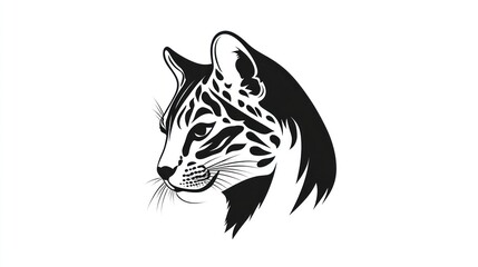 Obraz premium Profile of a stylized cat head, black and white