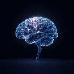 digital brain activity on black background