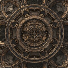 Fototapeta premium Intricate Gold Architectural Ornament with Circular Patterns and Detailed Carvings