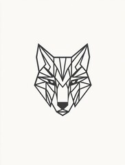 Geometric wolf head, minimalist design, white background, tattoo art