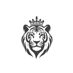 Tiger face with crown, vector illustration for animal themed products, or educational purposes