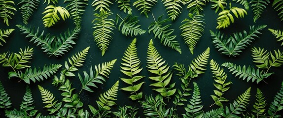 Lush Green Fern Leaves Creating a Rich Natural Foliage Pattern Ideal for Floral Backgrounds and Nature-Inspired Designs