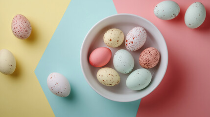 Colorful decorated eggs create a festive atmosphere for Easter Sunday celebrations in a cheerful setting