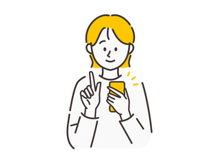 スマートフォンを操作する女性