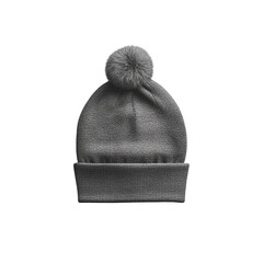 Grey Knit Beanie with Pom Pom - Winter Fashion Accessory