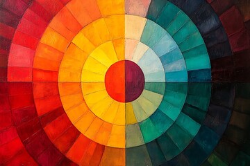 Obraz premium Vibrant circular color wheel artwork showcasing a spectrum of hues in a harmonious design
