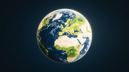 Fototapeta premium Earth Globe Showing Continents at Night Realistic Rendered View High Resolution and Details