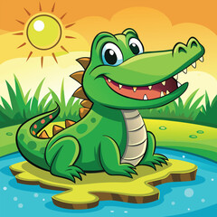 Obraz premium crocodile in the water