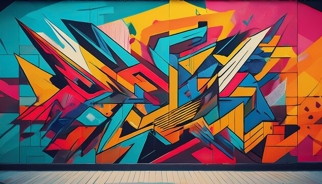 a graffiti inspired wall design showcasing artistic abstract patterns for a pop art style created with generative ai technology
