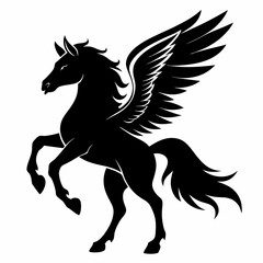 Pegasus vector silhouette black design white background
