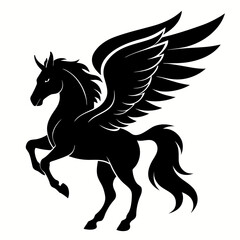 Pegasus vector silhouette black design white background