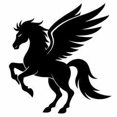 Pegasus vector silhouette black design white background