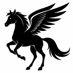 Pegasus vector silhouette black design white background