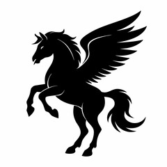 Pegasus vector silhouette black design white background
