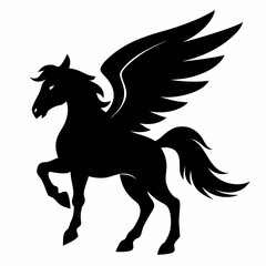 Fototapeta premium Pegasus vector silhouette black design white background