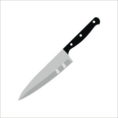 Design of Kitchen Knife Icon with Stainless Steel Blade and Black Handheld