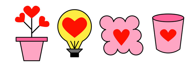 sweet love icon sheet simple design element illustration/ valentines element 