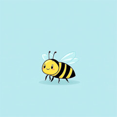 Fototapeta premium A cute, cartoon-style bee illustration on a light blue background. The friendly design makes it perfect for children’s themes and cheerful visuals.