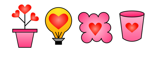 sweet love icon sheet simple design element illustration/ valentines element 