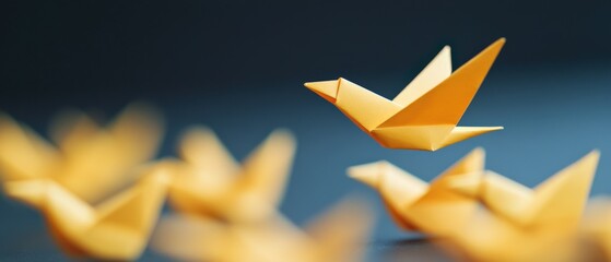 origami Birds, one Taking Flight