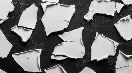 White Cracked Plaster on Black Textured Background Artful Design