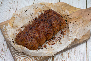 Plant based meat alternative- seitan made of vital wheat gluten.  Seasoned, air fried.