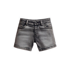 Studio Shot of Dark Gray Denim Shorts on White Background