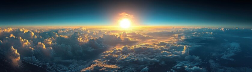 Sunrise above a sea of clouds.