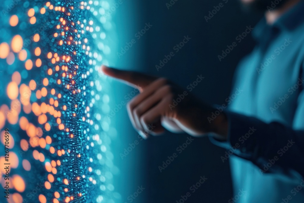 Wall mural Man Interacting with Digital Interface Stock Image