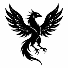 Phoenix vector silhouette black design white background
