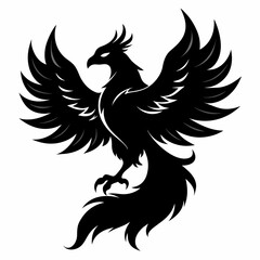 Phoenix vector silhouette black design white background