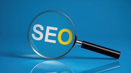 Magnifying glass enlarging the letters spelling the term seo