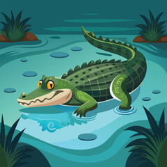 Fototapeta premium crocodile in the water