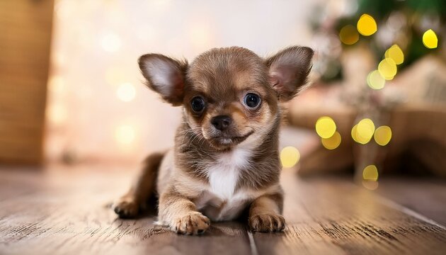 chihuahua puppy sitting on the floor