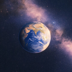 Fototapeta premium Earth View From Space Featuring Asia India and the Indian Ocean With Starry Universe Backdrop